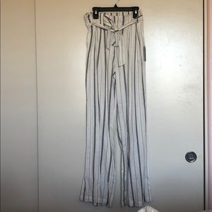 Linen Cotton Blend High Rise Pants